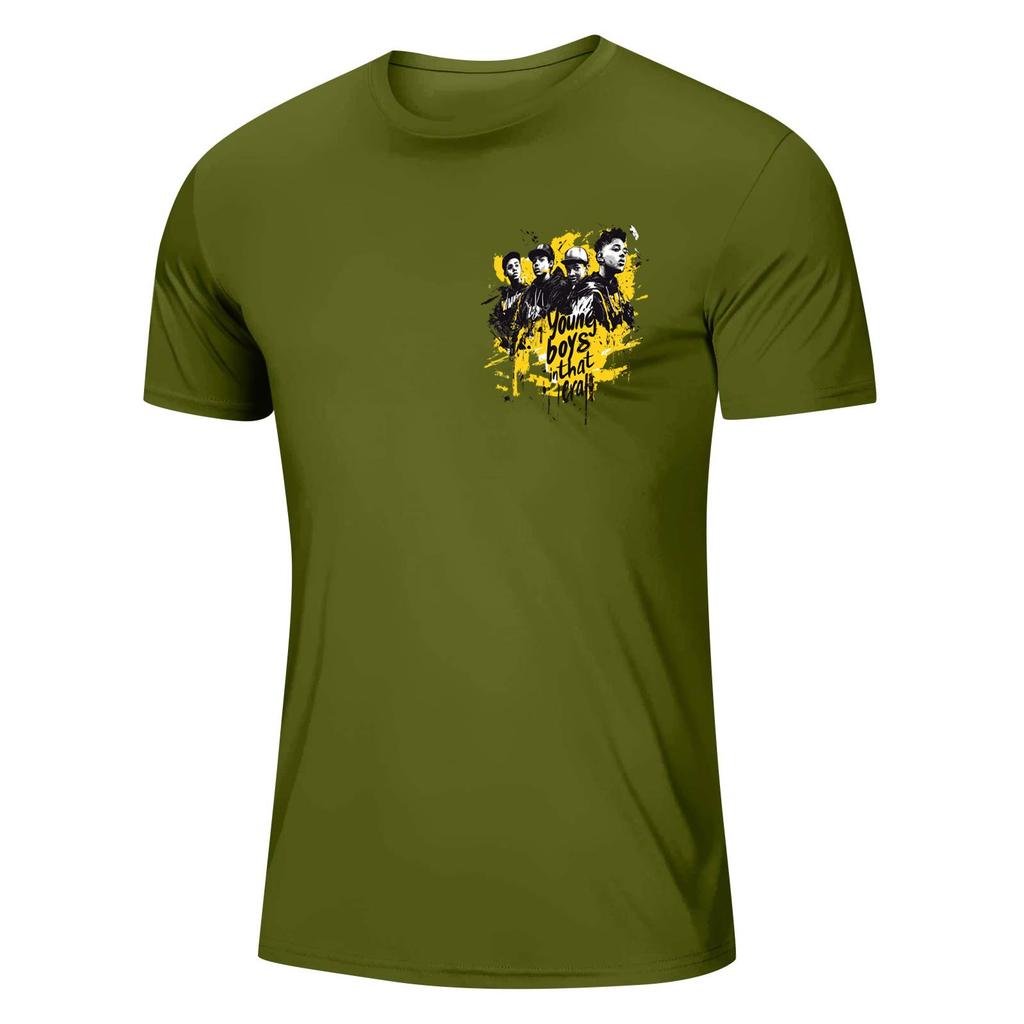 Men's Round Neck Casual Retro Printed Short-sleeved T-shirt Top