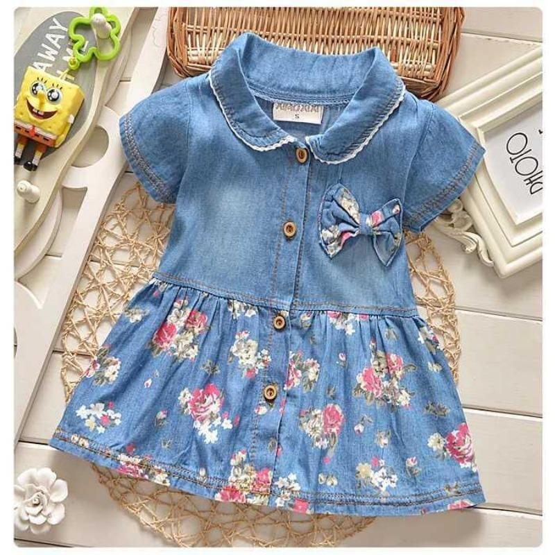 Sommer Prinzessin Denim Jean Kleid Kind Baby Party Hochzeit Festzug Kleider Kleidung