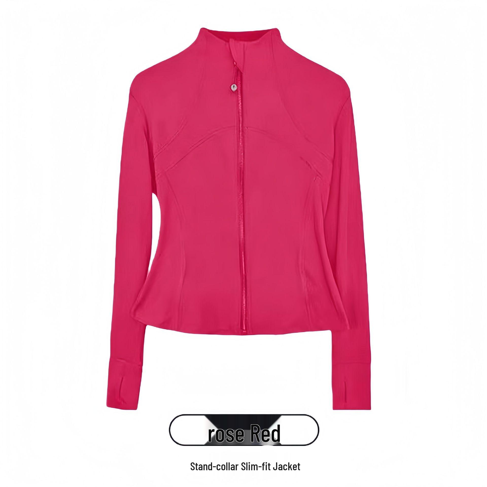 Всесезонная быстросохнущая узкая спортивная куртка для йоги с воротником-стойкой и карманами Small