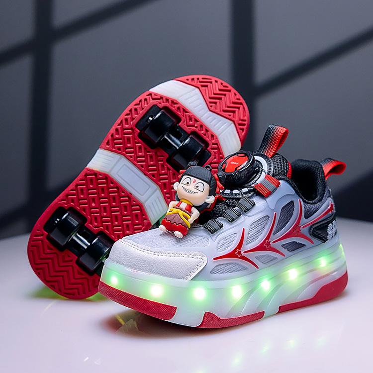 Kids' Light-Up Roller Sneakers: Four-Wheel Invisible Skates