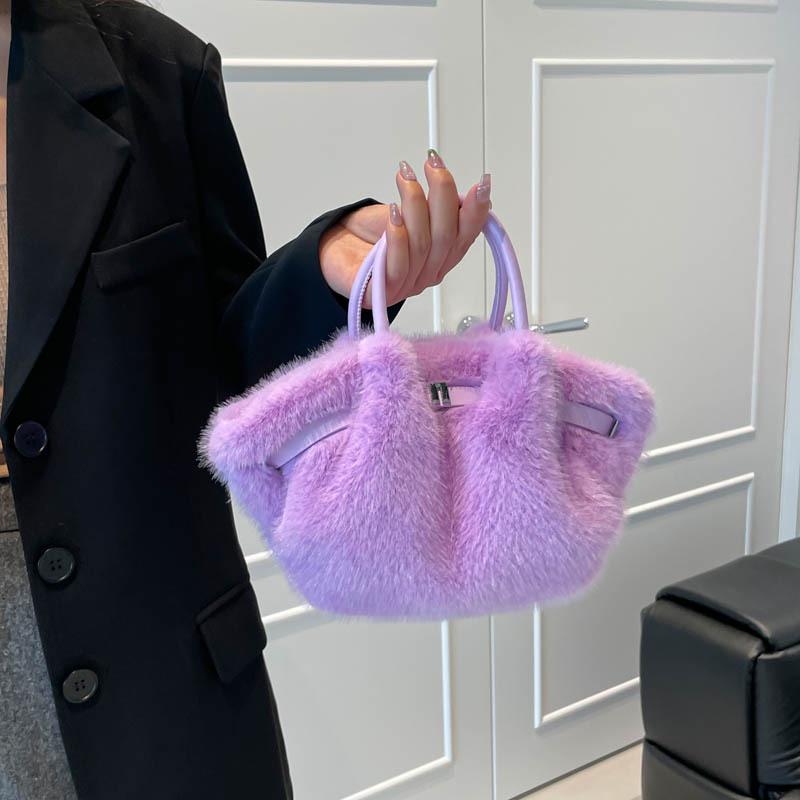 

Trendy 2025 Korean-Style Fluffy Shoulder Crossbody Bag фіолетовий