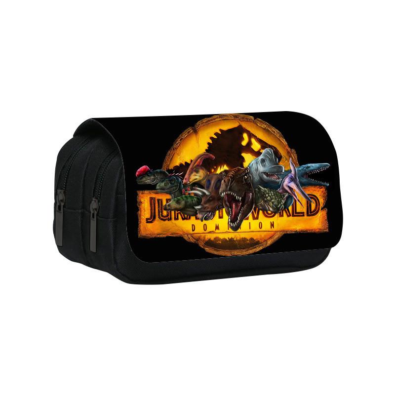 Jurassic World Dinosaur Pattern Double Layer Stationery Storage Bag For Students And Office Use