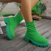 Stivaletti Sock con Tacco a Blocco Autunno Nuovi Punta Tonda Piattaforma Manica Suola Morbida Antiscivolo Resistenti all'Usura Stivaletti