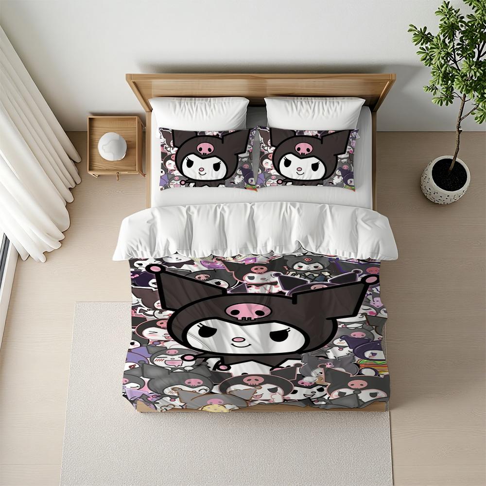 

Kawaii S-Sanrio Family Duvet Cover Set Home Style Bedding Soft Laundry Cotton Bed 3 Piece Set Student Dormitory Gift 135x200cm