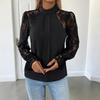 2026 New Autumn Versatile Sexy and Elegant Half Turtle Neck Solid Color Lace Long-sleeved Women's Shirt