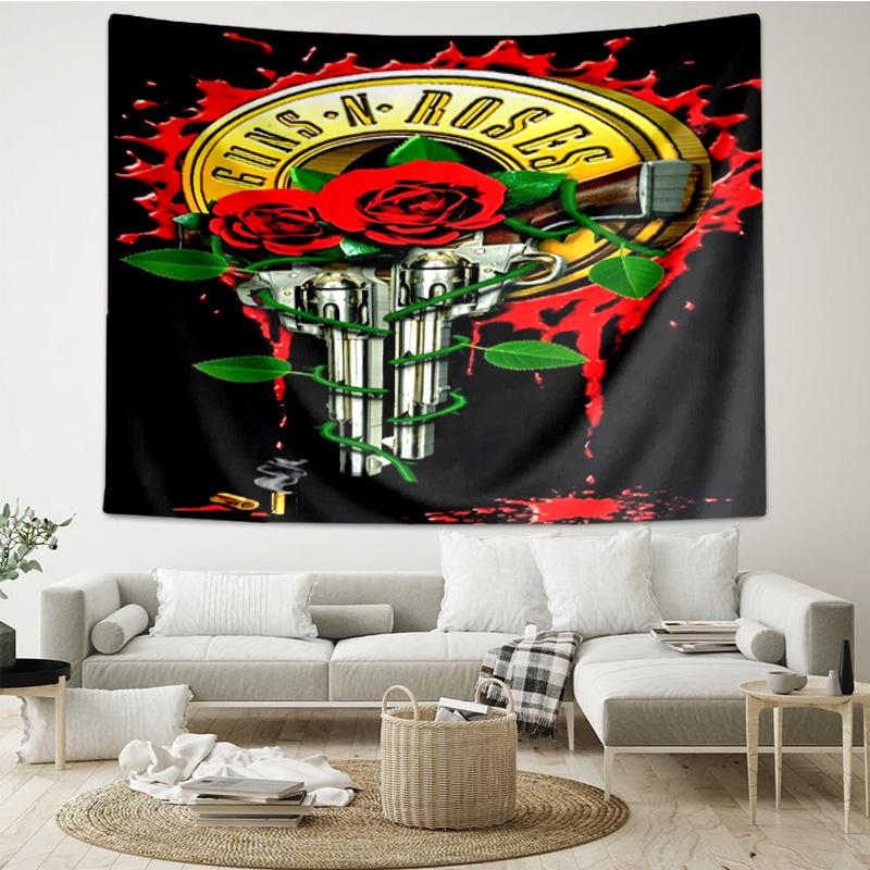 Guns Rock Band Artwork Tapestry, Unique Design Tapestry, Wall Decor for Bedroom,Livingroom, Playroom,Heartwarming Fan Holiday Gifts