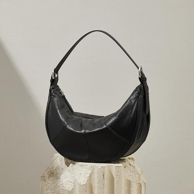 Genți de găluște din piele cu strat superior, genți la modă și casual în formă de nor moale, în formă de semilună, genți crossbody din piele de mare capacitate, sub braț
