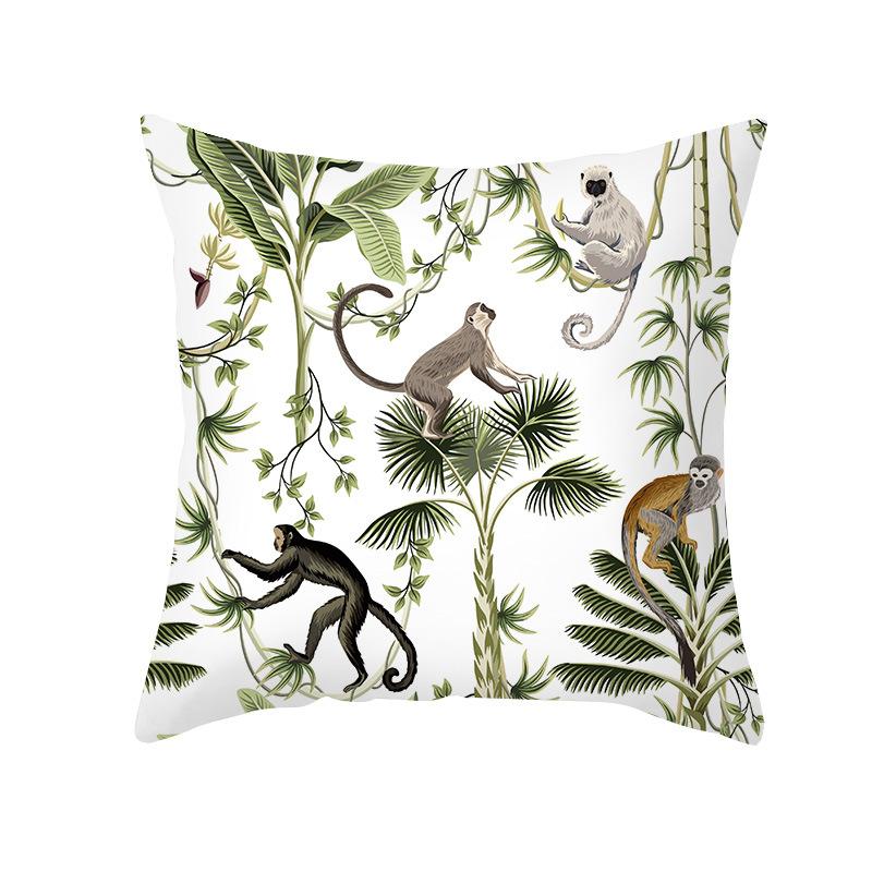 New Tropical Plant Print Pillowcase Summer Peach Skin Cartoon Animal Home Cushion Living Room Cushion