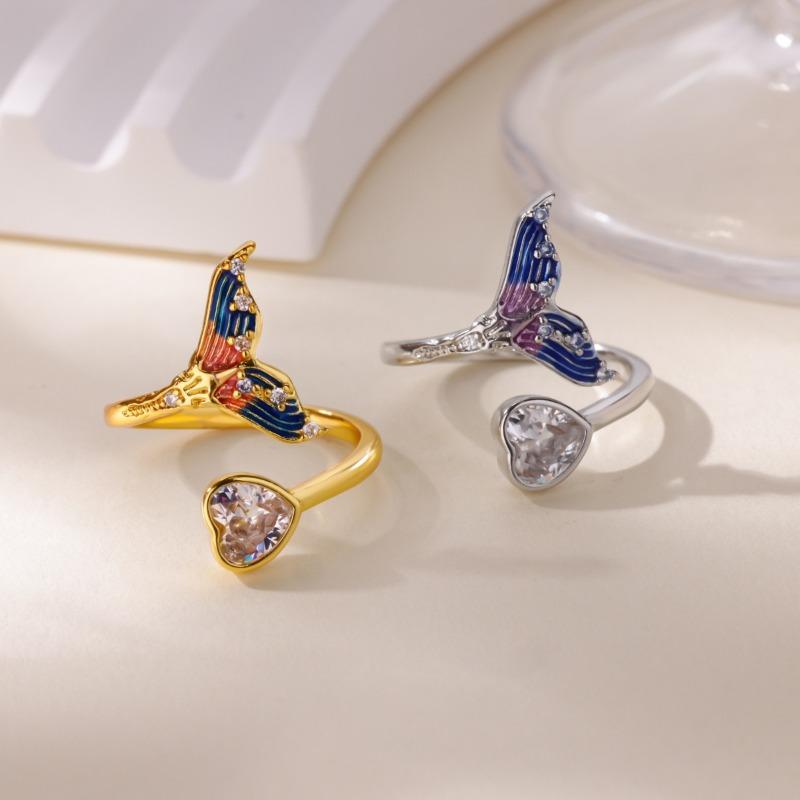 Hot Sale Personalized Mountain Butterfly Design Ring Fashion Zirconium Simple Ring Women's Jewelry Live