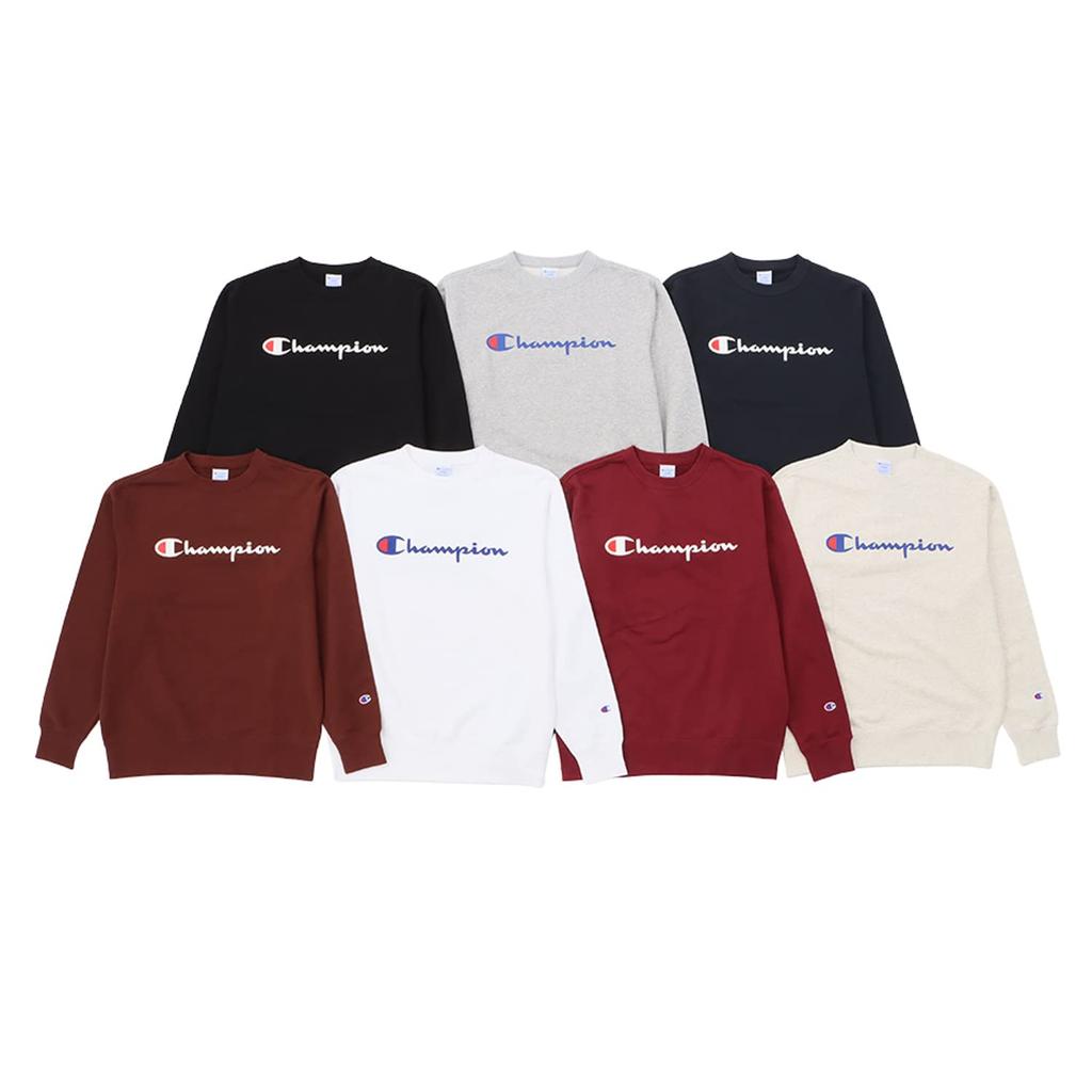 Champion Oatmeal Crew Neck Long Script Size S Men's Sweatshirt, Sleeve, Fleece, Logo, (C8-W043Z)