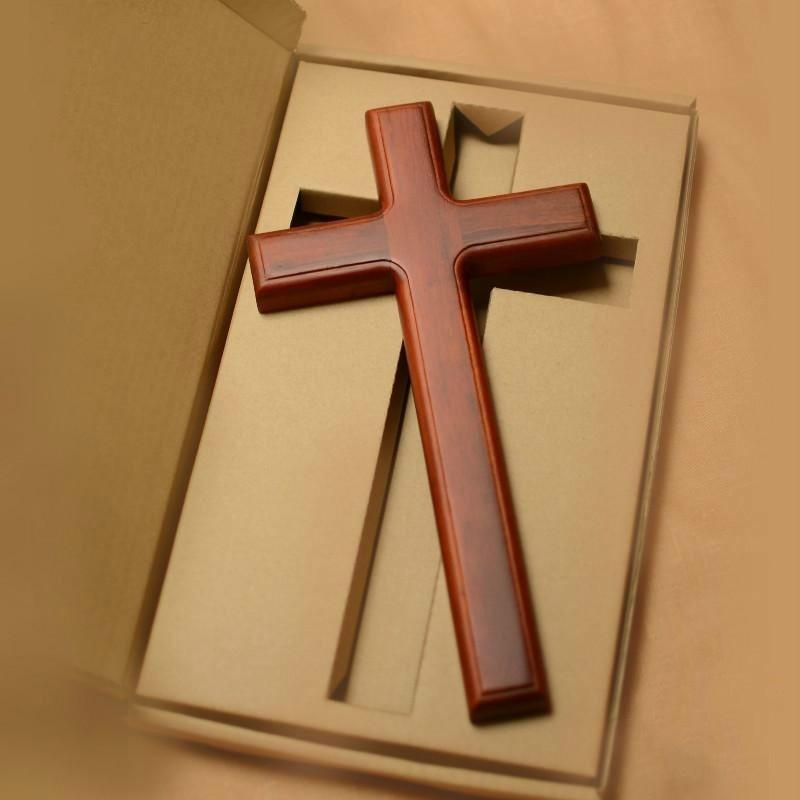 Natural Ash Wood Cross Redwood Color Christian Wood Cross Gift Jesus Wall Hanging