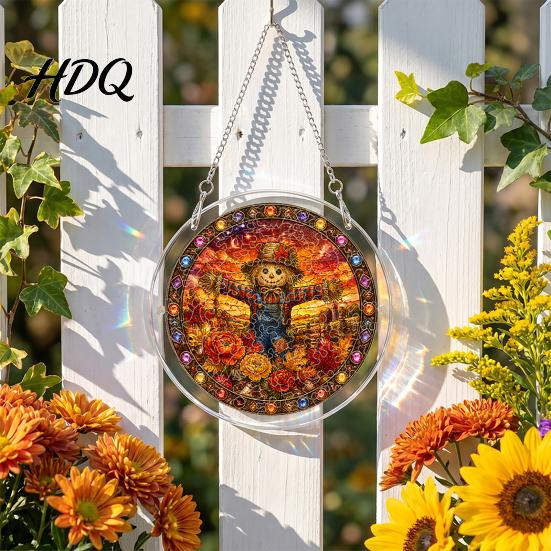 Colorful Light Catcher Acrylic Jigsaw Puzzle Suncatcher, Stained Glass Style Halloween Skeleton Ghost Suncatcher Sun for Gothic Window Wall
