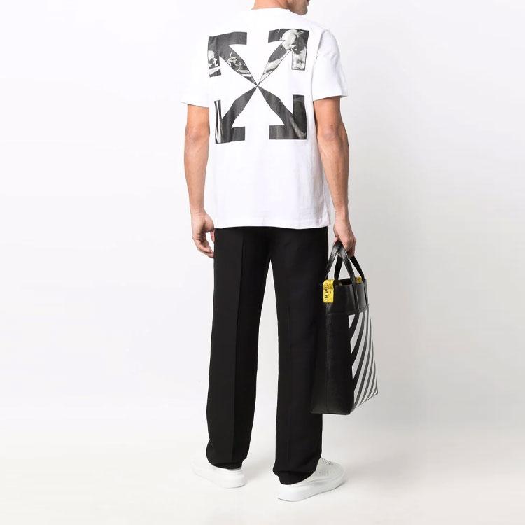 Off-White Caravag Arrow Slim Short-Sleeve Tee White/Black Men Tops OMAA027C99JER0030110