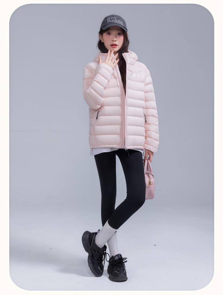 2025 Women's Lightweight Ribbed Down Jacket - Three-Proof, 90% White Duck Down, Winter Outerwear