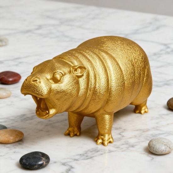 Yousheng Simulation Hippopotamus Figurine Roaring Hippo Statue River Horse Sculpture Educational Toy Resin Animal Model Decoration Ornament