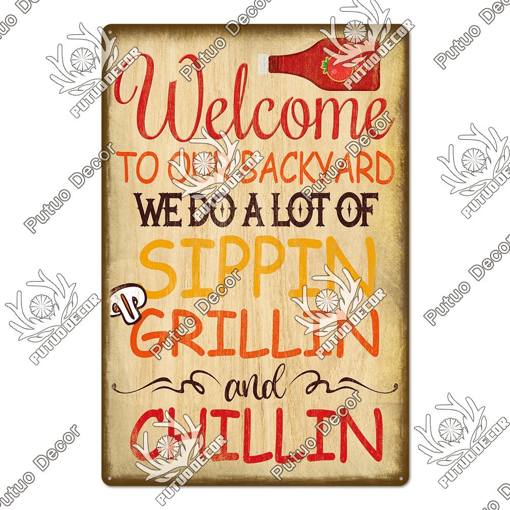 Putuo Decor BBQ Metal Sign Tin Plaque Vintage Metal Signs Iron Painting for Barbecue Bar Pub Kitchen Party Zone Wall Decor