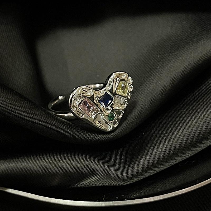 Light Luxury High-End Cold Wind French Full Diamond Zir*****Pen Ring Niche Design Butterfly Ring Woman