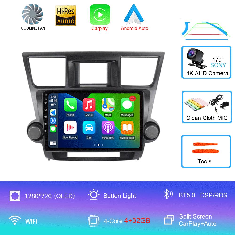 Android 14 Car Radio For Toyota Highlander 2 XU40 2007 - 2013 Multimedia Video Player Navigation GPS Carplay Android Auto 5G WIF