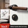 Chinese Style Minimalist Magnetic Walnut Wood Silent Bedroom Door Handle