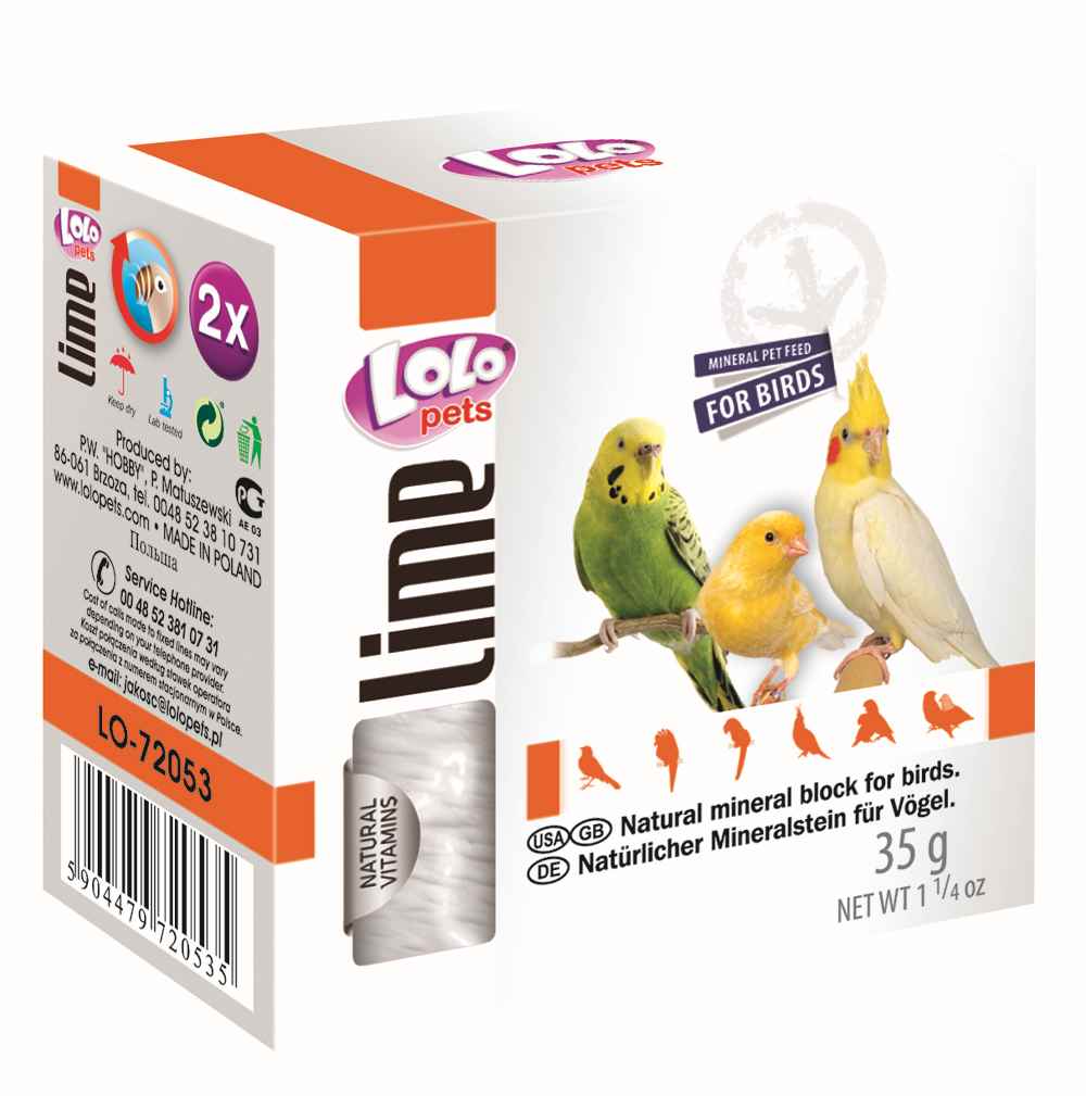 Lolo Pets Lolo Line - Wapienko Kostka Naturalna Wapienna- Dla Papug 35G