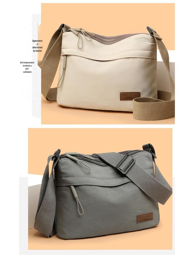 Lightweight Women's Nylon Waterproof Crossbody Bag - Casual, Multi-Layer, Portable, Fashionable Small Square Bag