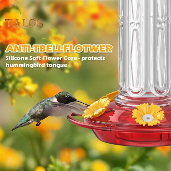Açık Hava İçin Sinek Kuşu Besleyici Asılı Sızdırmaz Plastik Kuş Besleyici 5 Çiçek Besleme Portu ve Dış Bahçe Dekoru İçin Karınca Hendeği