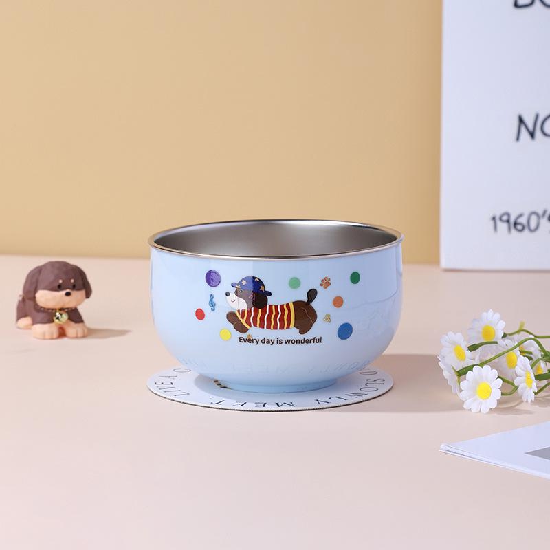 304 Stainless Steel Cartoon Baby Bowl: Double-Layer, Heat-Insulated, Anti-Scalding for Children