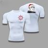 Guts Santa Hat Graphic Compression Shirts Men Gym Workout Running Tshirt Summer Athletic Quick Tees Tops Short Sleeve Rash Guard