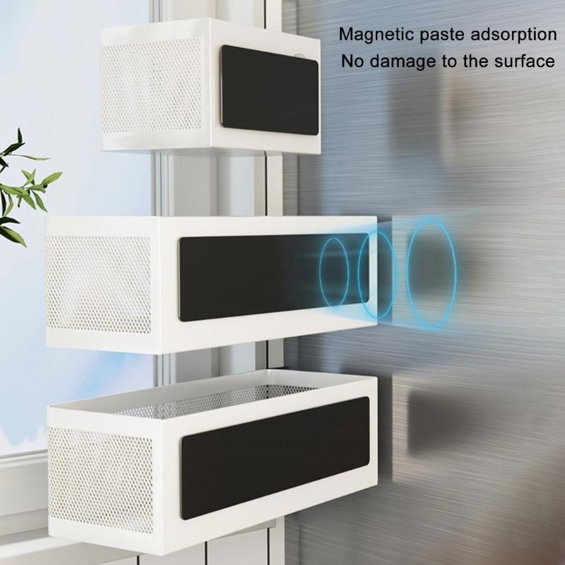 Magnetic Refrigerator Side Storage Basket Carbon Steel Condiments Storing Rack Convenient Metal Spices Bottle Holder