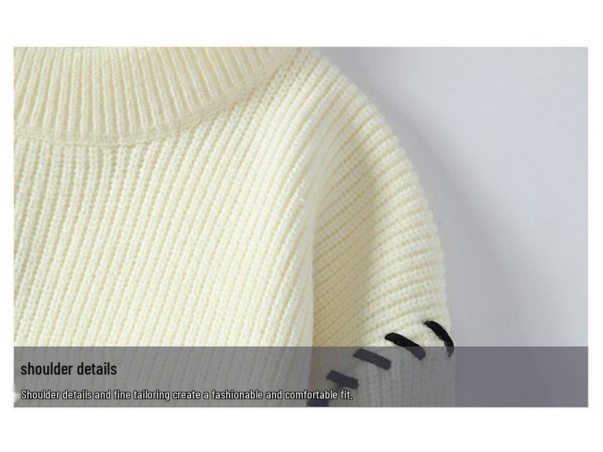 Men's Thickened Red Sweater for Autumn/Winter - Warm, Knitted, Round Neck, Trendy Base Layer