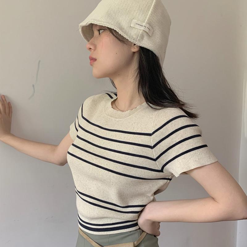 

Женские топы в полоску, контрастного цвета, повседневная простота, лето One Size