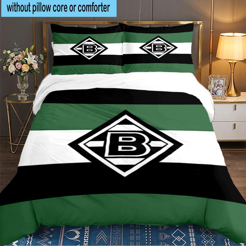 3PCS Green Black Borussia Bedding set,Ideal For1pc Duvet Cover And 2pcs Pillowcases Perfect for Christmas gift,Ideal for Bedroom, Dormitory