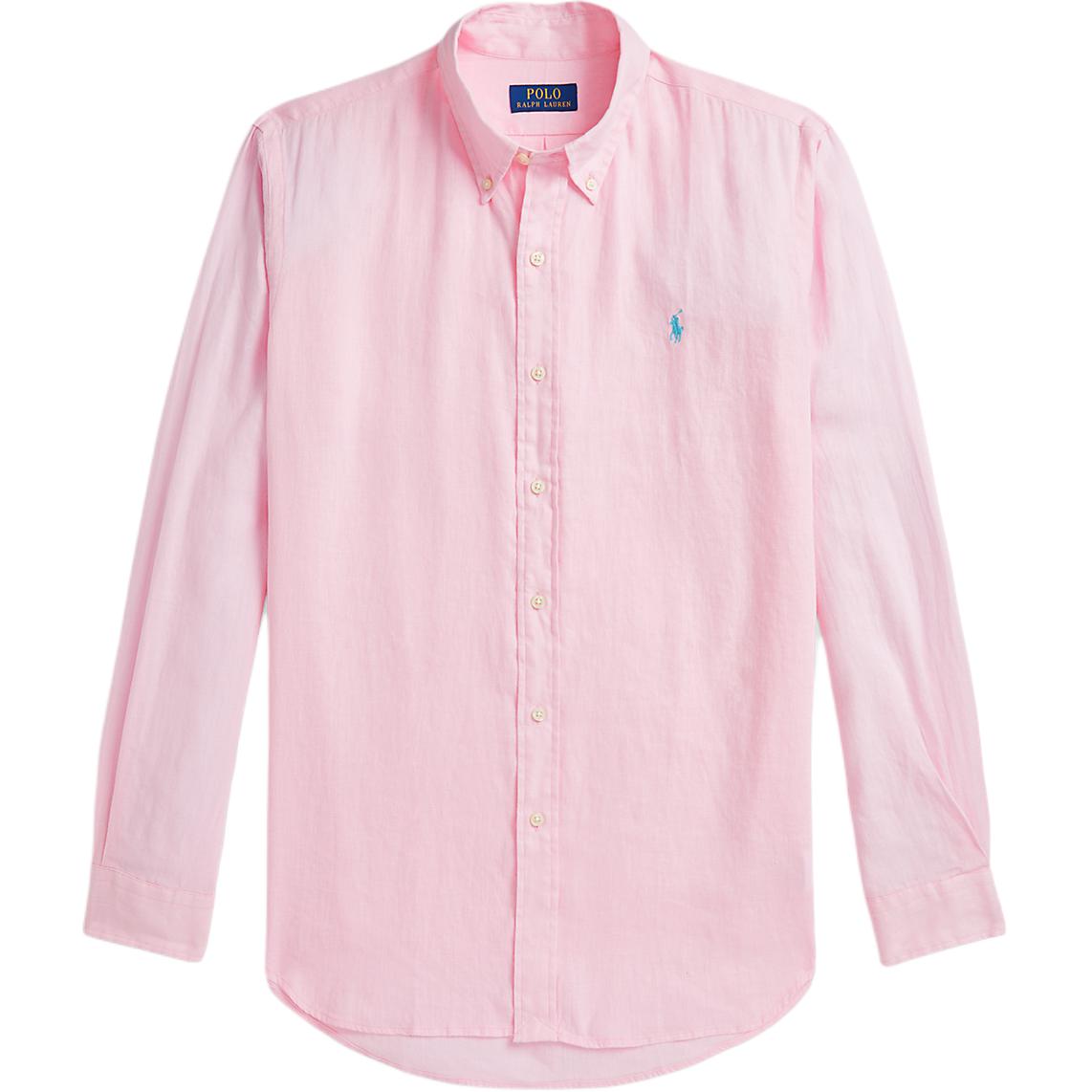 Ralph Lauren Signature Pony Embroidery Classic Fit Linen Cotton Shirt Men Pink MNPOWOV16824134650 M
