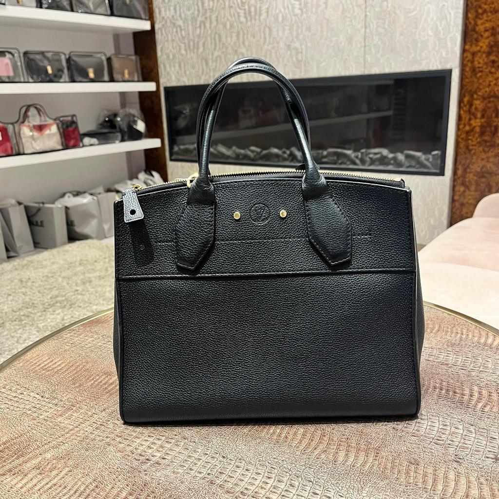 [Pre-Owned] City Steamer Logo Lock Leather Shoulder Tote Bag Medium - Very Good #RP3PI8