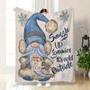 Cozy Blue Gnome Printed Flannel Blanket Soft Office Home and Outdoor Use Perfect Leg Cover for Chilly Days Travel and Camping