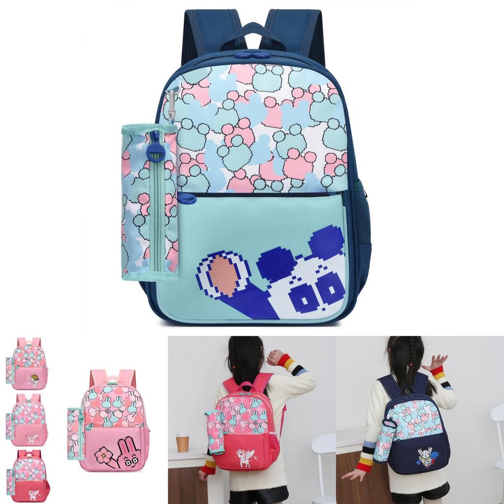 Fashionable Large Capacity Canvas Cartoon Backpack For Elementary School Kids Unisex