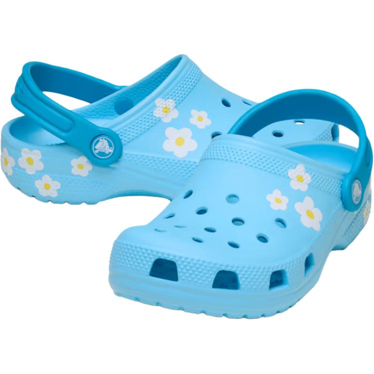 Crocs Classic Daisy Clog Comfortable Versatile Slip-Resistant Durable Low-Top Sandals Kids clogs Blue 211257-4WD