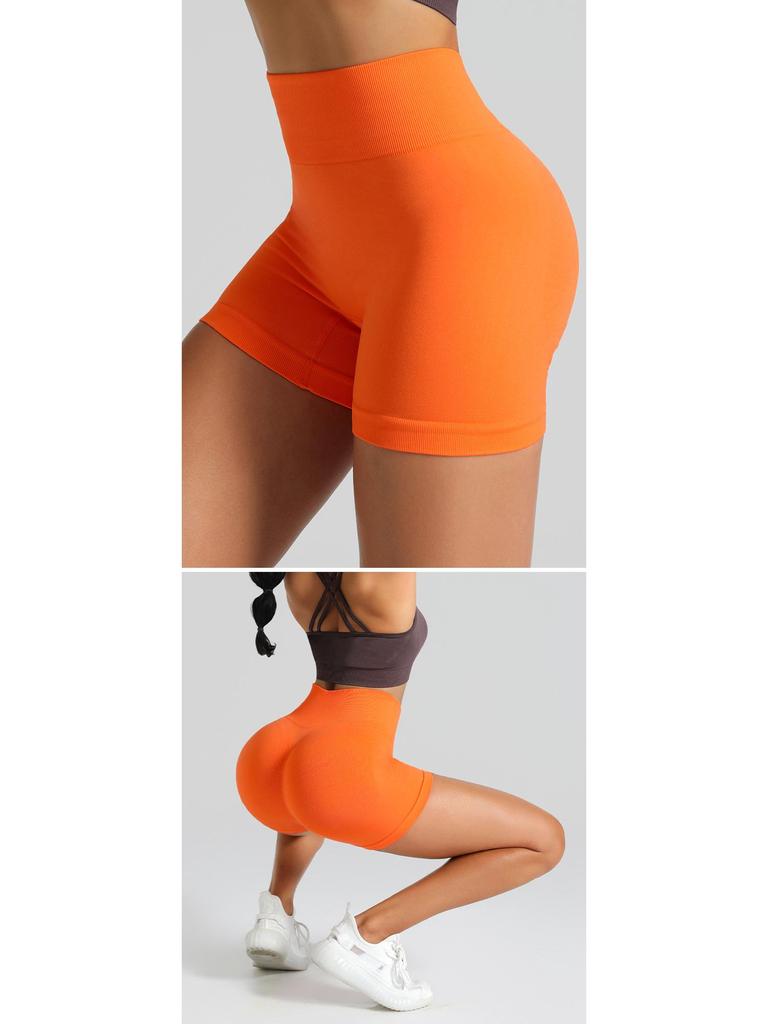 Women's High Waist Seamless Knitted Yoga Shorts - Peach Butt Three-Point Fitness & Running Shorts