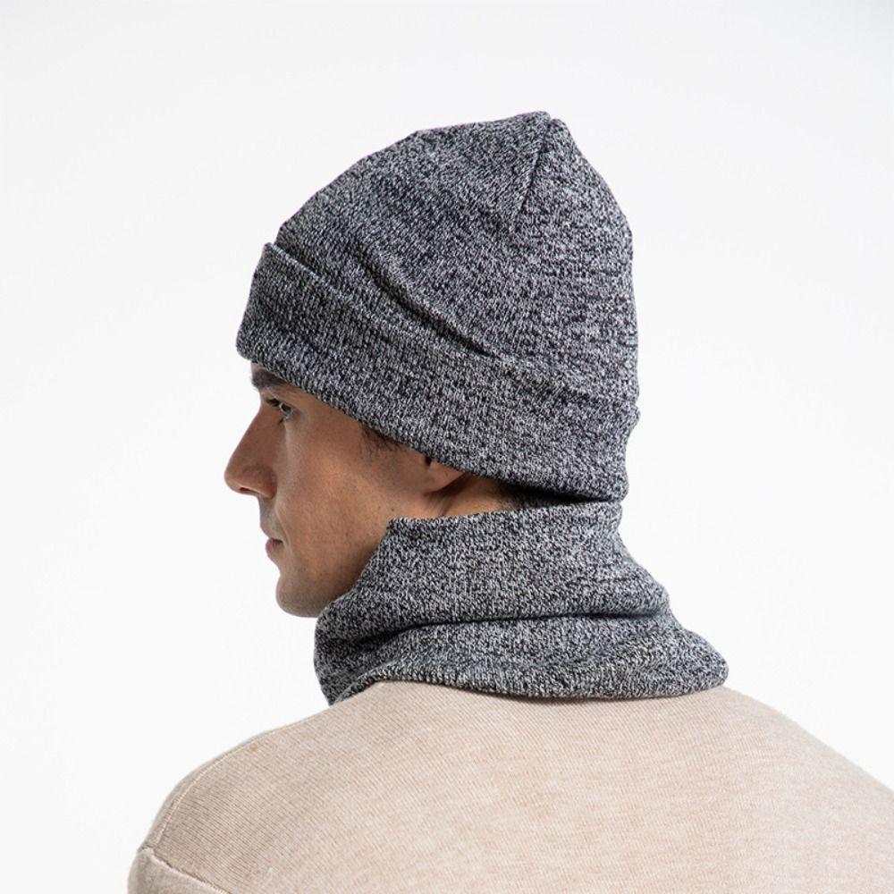 3 Pcs/Set Bib Hat Scarf Gloves Set Solid Color Wool Crotch Beanie Lovely Knitted Scarf Hat Outdoor