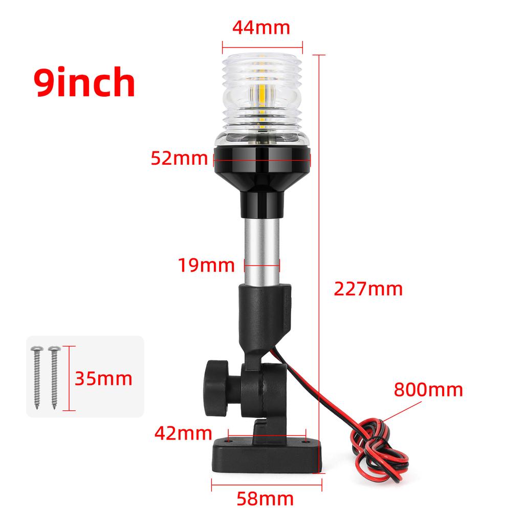 12 Inch Boat LED Navigation Light 12~24V Waterproof Fold Down Sailing Signal Lamp Marine Yacht Warning Anchor Pole Lights Side