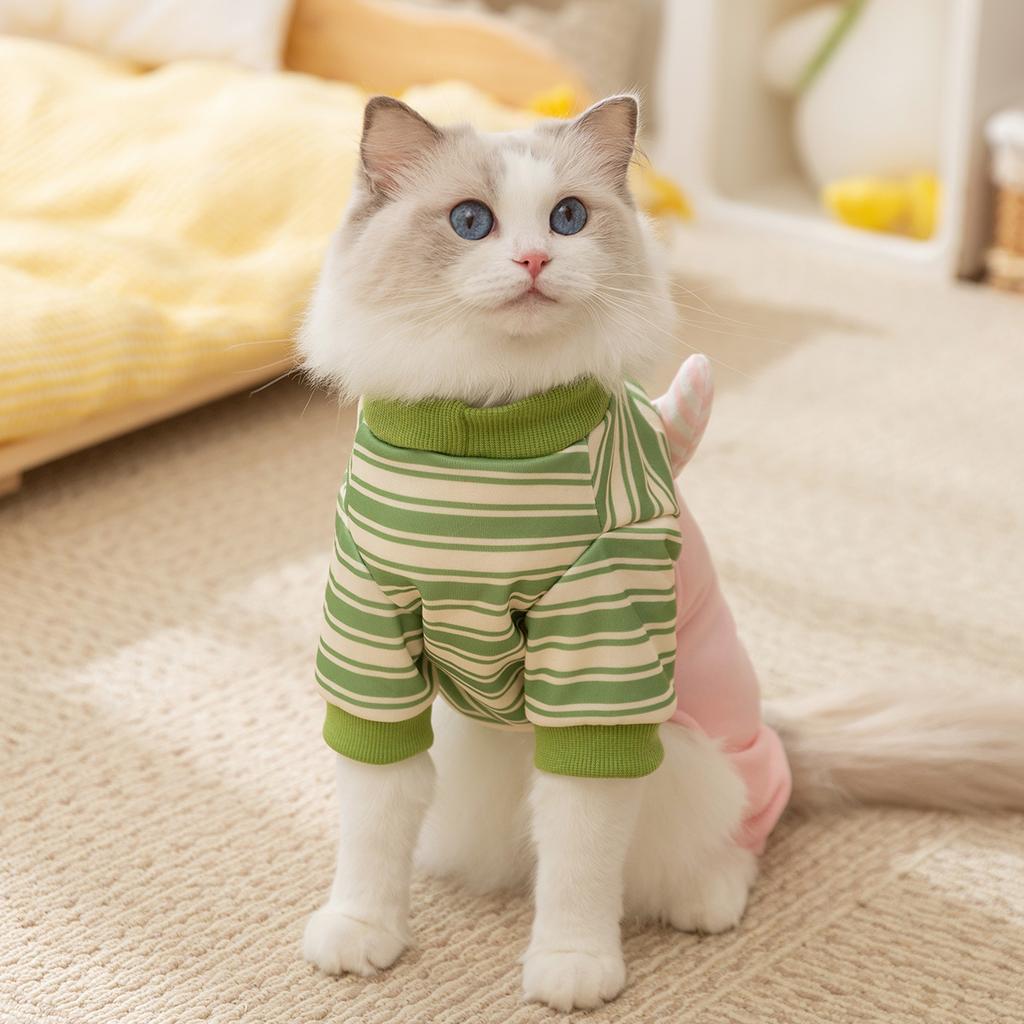 Autumn and Winter Dog Big-eyed Monster Striped Small and Medium-sized Dog Warm Four-legged Cat Teddy Bear Pet Clothes