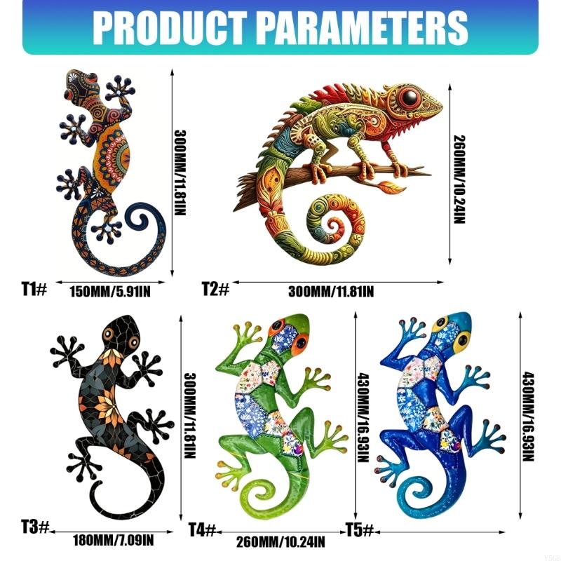 Metal Geckos Wall Decors Outdoor Fence Wall Art Decors,Hanging Decoration for Garden Yard Living Room Bedroom Balcony Y5GB