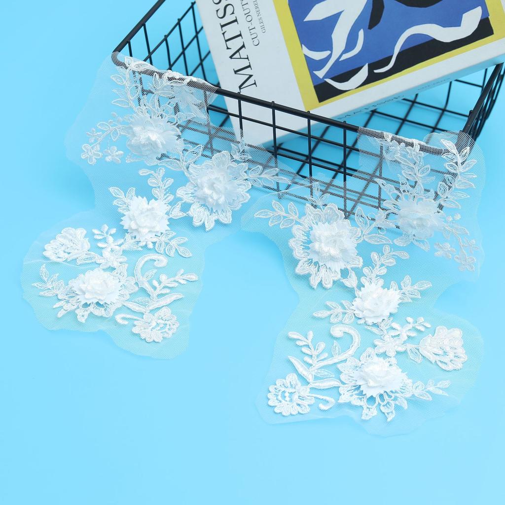 Clothing Accessories Handmade Accessories Embroidery Three-Dimensional White Car Bone Pair Flower Lace Flower Decoration Bridal Headdress