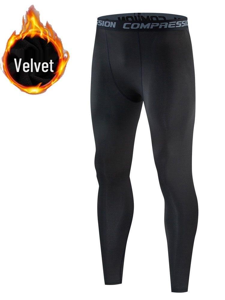 Men's Fleece-Lined Winter Leggings: Warm, High-Elastic Sports Tights for Running, Basketball, Yoga, and Fitness.