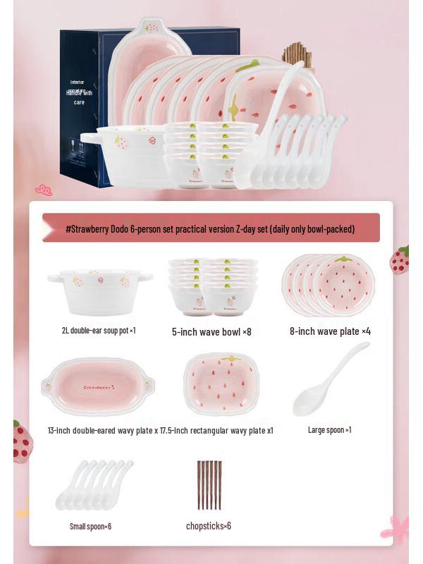 Strawberry Cartoon Ceramic Dinnerware Set