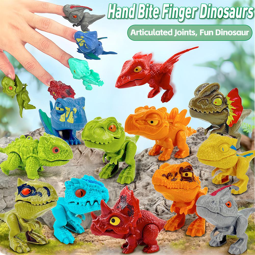 Jurassic Finger Dinosaur Triceratops Tyrannosaurus Model Toys for Kids Creative Finger Biting Dinosaurs Interactive Toy Boy Gift