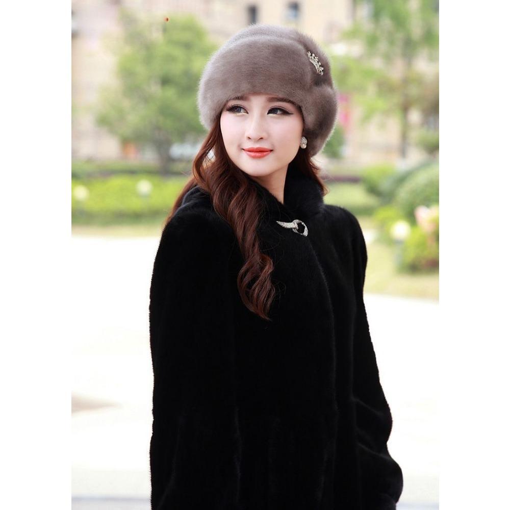 Faux Mink Hat Winter Women's Eco-friendly Mink Hat Winter Middle-aged and Elderly Warm Ear Protection Fur Beret