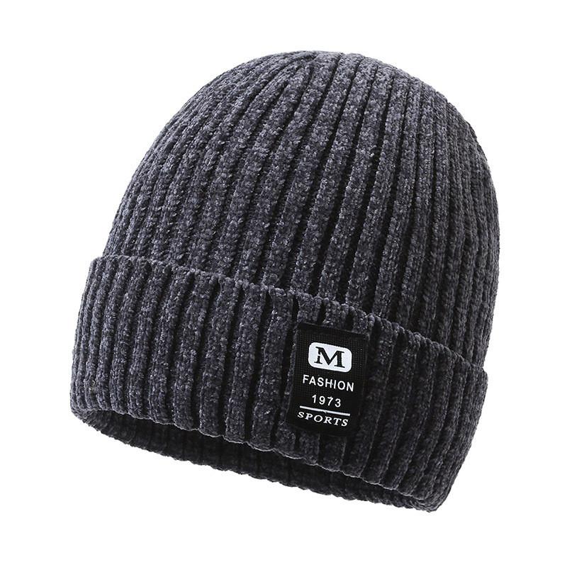 M Printing Letter Knitted Winter Beanie Hat Lightweight Warm Cap Fashion Gift