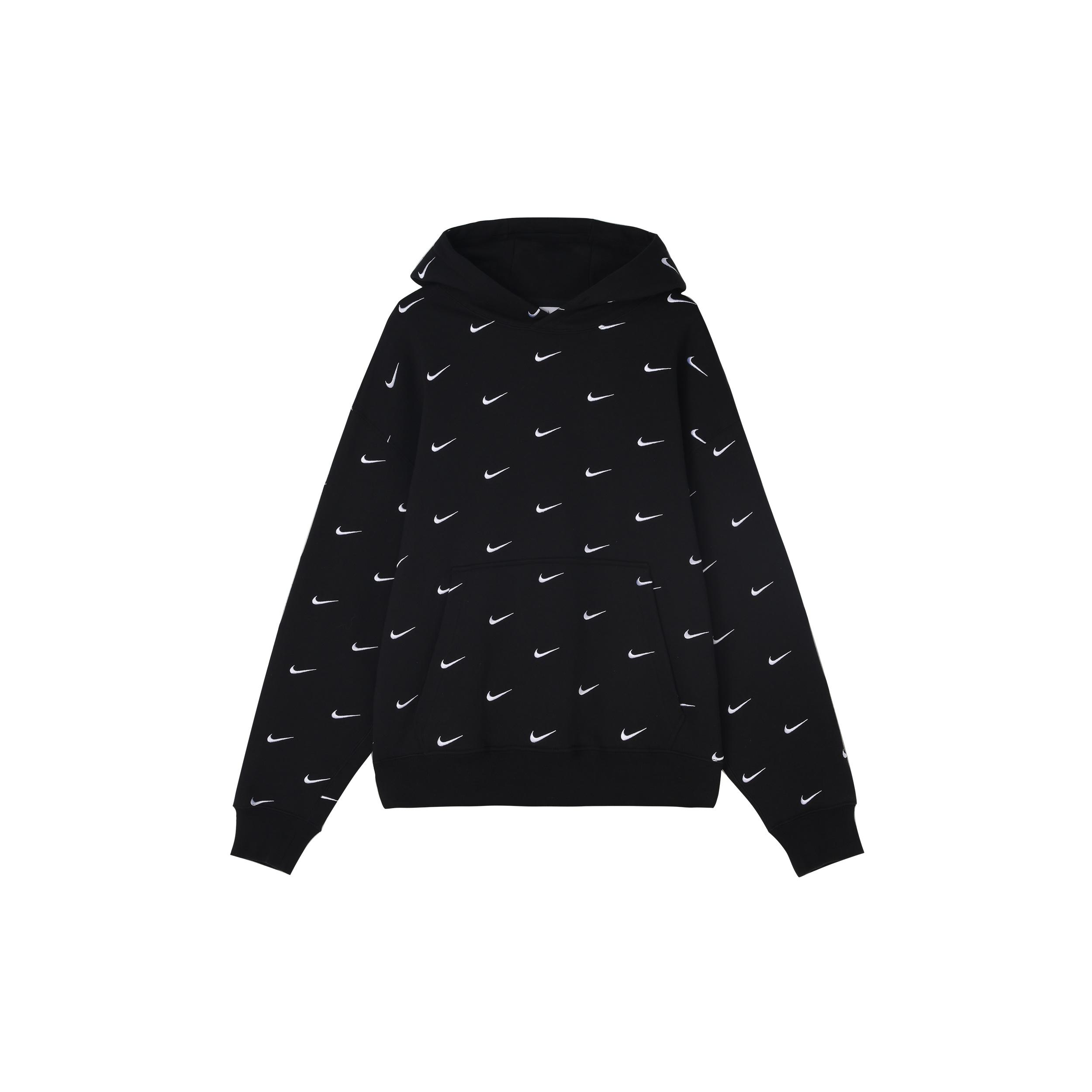 Nike All Over Swoosh Logo Hoodie Black Men s CJ8907-010 XS