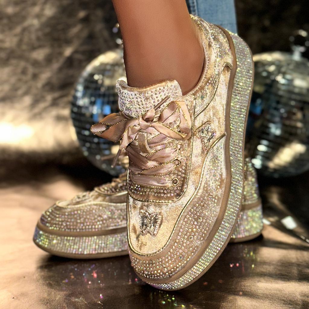 Fashion 2025 New Women Sneakers Luxury Designer Shoes Outdoor Platform Female Sneakers Women Fashion Luxury Rhinestone Ladies Shoes